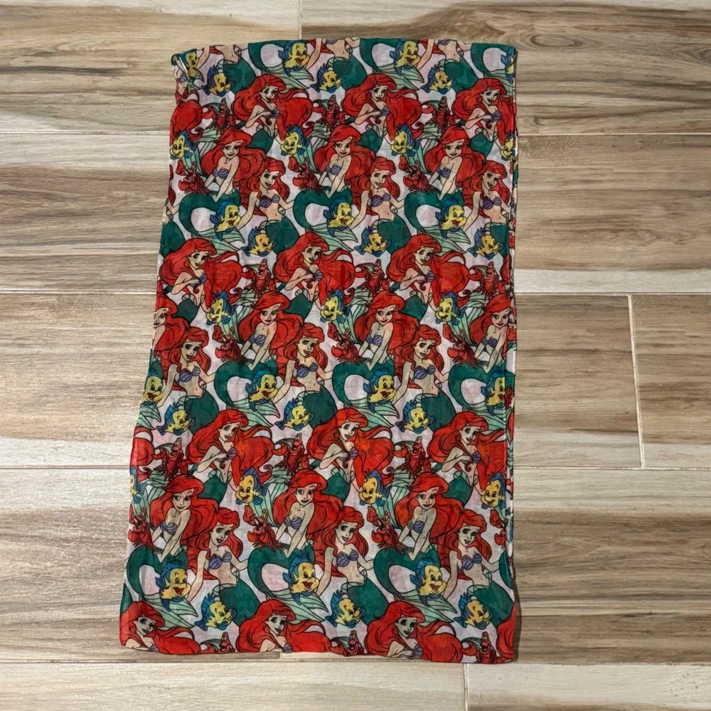Disney Loungefly The Little Mermaid Ariel Flounder Infinity Scarf Sheer Red Blue